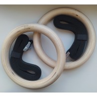 Кольца гимнастические Кроссфит деревянные на стропах INDIGO с метал. пряжками IN242 24 см