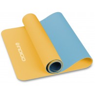 Коврик для йоги и фитнеса INDIGO TPE двусторонний IN106 173*61*0,5 см Желто-голубой